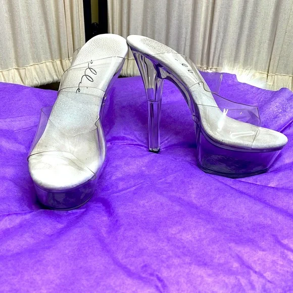 ❗️SOLD❗️ELLIE- CLEAR DANCER OR STRIPPER STILETTOS SIZE 7 - Picture 2 of 8